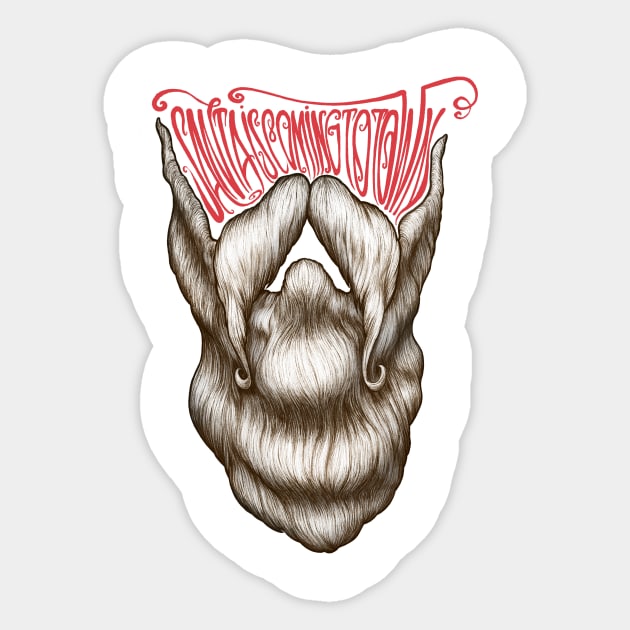 Santa Is Coming To Town Beard Sticker by Graffitidesigner